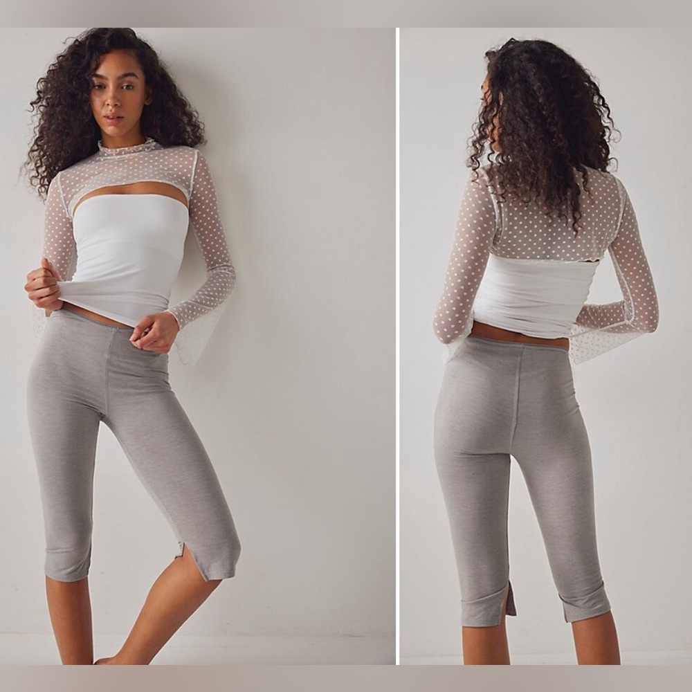 Free People Intimately Mix It Up Capri Pants heather grey size small